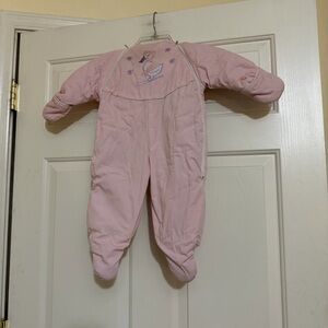 Vintage Sears Baby Girl Infant Pink Snowsuit One-Piece Size Small 6-9 Mos